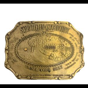 Southern Comfort Under Your Belt brass 1970’s vintage belt buckle collectors